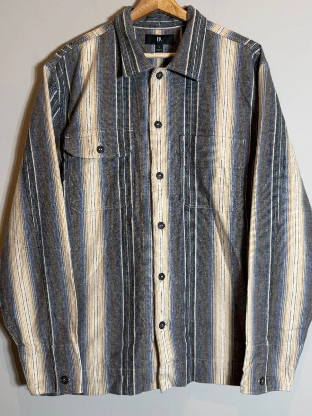 Banana Republic Ramone Blanket Stripe Overshirt Men's Large Heavyweight Preppy
